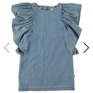 Molo denim dress w ruffled girls size 10